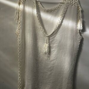 SHEIN Off White Crochet Detail Swimwear Cover Top